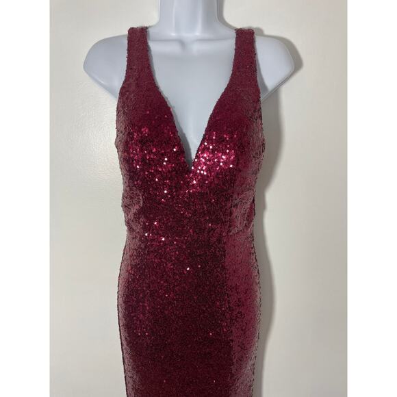 Red Sequin Sexy Maxi Formal Dress Small / Medium - Picture 2 of 9